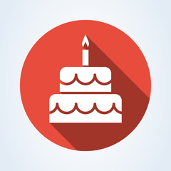 Birthday cake flat style. icon isolated on white background. Vector illustration