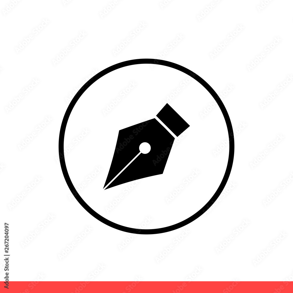 Poster pen tool vector icon, nib symbol. simple, flat design isolated on white background for web or mobile