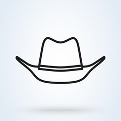 Cowboy hat line art icon isolated on white background. Vector illustration