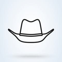 Cowboy hat line art icon isolated on white background. Vector illustration