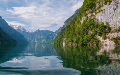 Konigssee, the deepest and cleanest lake in Bavaria, Germany.