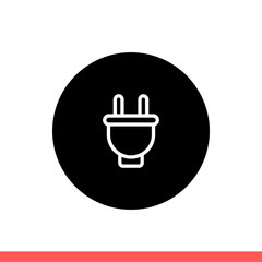 Plug vector icon, electric symbol. Simple, flat design isolated on white background for web or mobile app