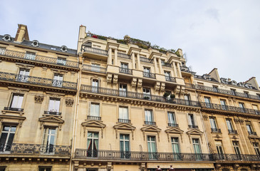 Fototapeta premium Architecture of Paris France. Facade of a traditional apartment building