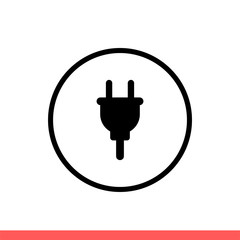 Plug vector icon, electric symbol. Simple, flat design isolated on white background for web or mobile app