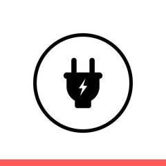 Plug vector icon, electric symbol. Simple, flat design isolated on white background for web or mobile app