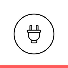 Plug vector icon, electric symbol. Simple, flat design isolated on white background for web or mobile app
