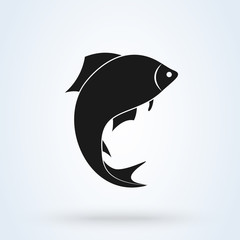 fish silhouette icon isolated on white background. Vector illustration