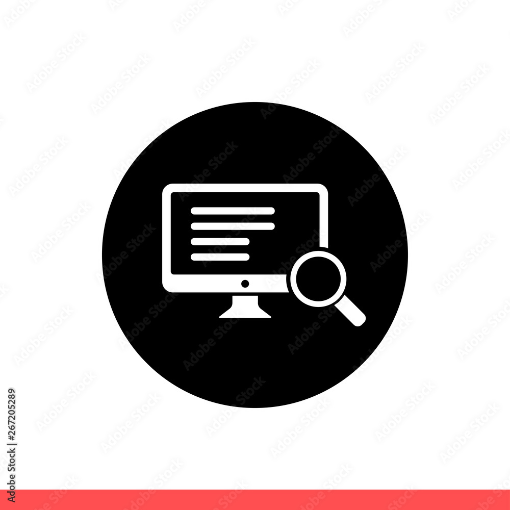 Poster research internet vector icon, search computer symbol. simple, flat design isolated on white backgro