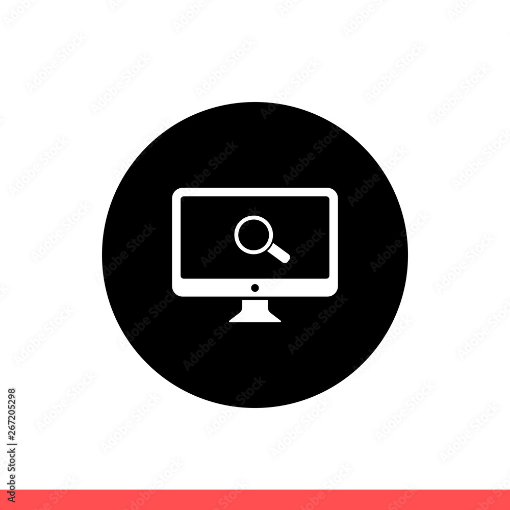Aufkleber research internet vector icon, search computer symbol. simple, flat design isolated on white backgro