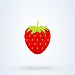 Garden strawberry fruit flat style. Vector illustration icon isolated on white background