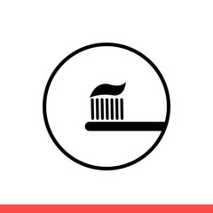 Toothpaste vector icon, dental symbol. Simple, flat design isolated on white background for web or mobile app