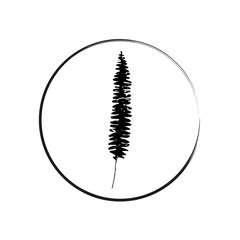 Vector floral logo. Botanical illustration  with isolated  destroyed silhouette on white background.