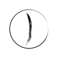 Vector floral logo. Botanical illustration  with isolated  destroyed silhouette on white background.