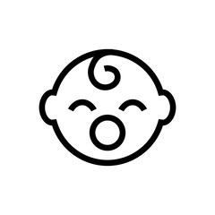 cute happy face baby with pacifier icon design. line art medical healthcare vector illustration.