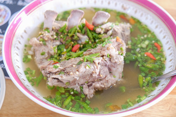 Pork soup with spicy in bowl