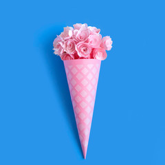 Paper waffle cone with flowers