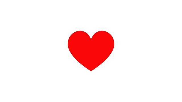 2d animation like icon. Red heart. Seamless loop animation