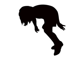 a girl is about to fell down, silhouette vector