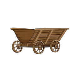 Fototapeta na wymiar Large wooden wagon for hay and vegetables on a white background. Vector illustration