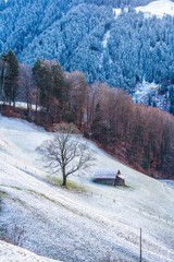 beautiful winter view the mountains of Switzerland.