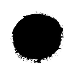 Fototapeta premium Brush stroke isolated white background. Circle black paint brush. Grunge texture round stroke. Art ink dirty design. Border artistic shape, paintbrush element. Brushstroke graphic. Vector illustration