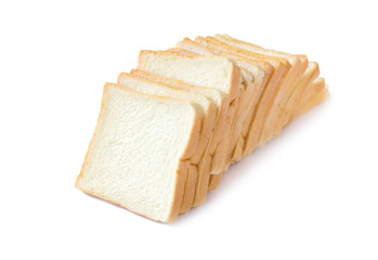 sliced soft and sticky delicious white bread for breakfast on white isolated background