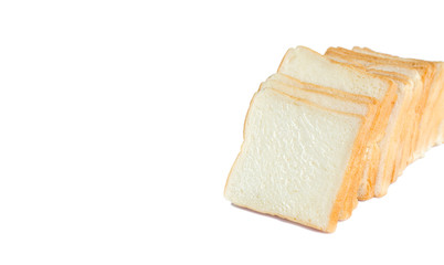 sliced soft and sticky delicious white bread for breakfast on white isolated background