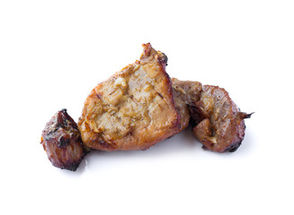 Organic cooked grilled pork chop steak with salt, pepper, garlic and oil in thai style