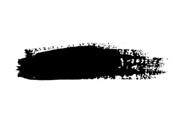 Brush stroke isolated on white background. Black paint brush. Grunge texture stroke line. Art ink dirty design. Border for artistic shape, paintbrush element. Brushstroke graphic. Vector illustration
