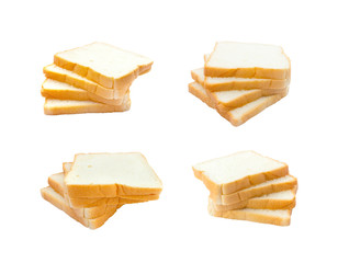 sliced soft and sticky delicious white bread for breakfast on white isolated background