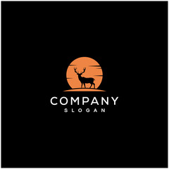 deer moon vector logo design
