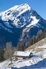Fototapeta na wymiar beautiful winter view the mountains of Switzerland