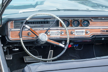 Classic interior in a american car from the sixties