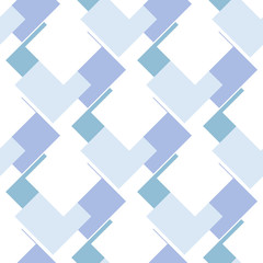 Geometric seamless pattern. Poster, card, textile, wallpaper template. Blue, white, purple olor. Decorative background with repeating stylized rectangles