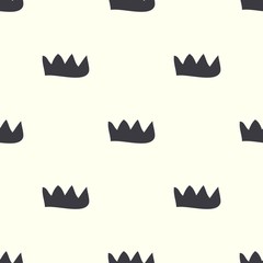 Scandinavian minimal black-white pattern with crown. Seamless design for fabric, cover, banner, interior, children's clothing, print for packaging cosmetics, gift packaging
