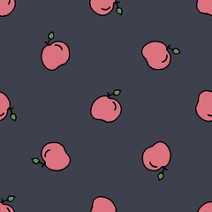 Simple minimalist pattern with apples, peaches. Seamless design for fabric, cover, banner, interior, children's clothing, print for packaging cosmetics, gift packaging