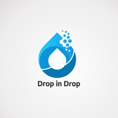 drop in drop water logo vector, icon, element, and template for company