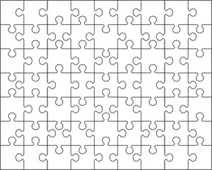 Vector illustration of white puzzle, separate pieces