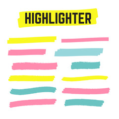 Yellow Highlighter Marker Strokes. Yellow watercolor hand drawn highlight