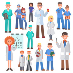 Team of doctors and other hospital workers seamless pattern vector illustration. Medicine professionals and medical staff people in uniform doctor, nurse. Health care clinic