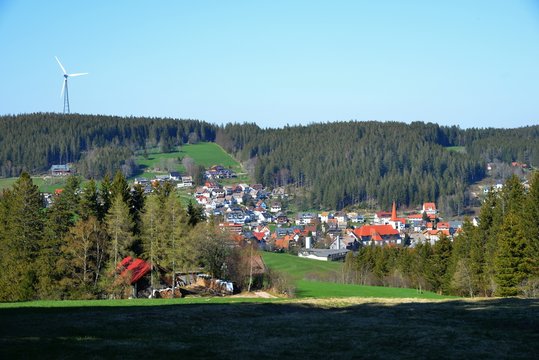 Stadtansicht von Schonach im Schwarzwald, Baden-Württemberg, Deutschland