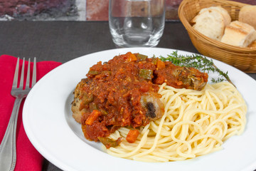 poulet au chorizo avec spaghetti