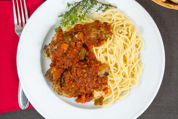 poulet au chorizo avec spaghetti
