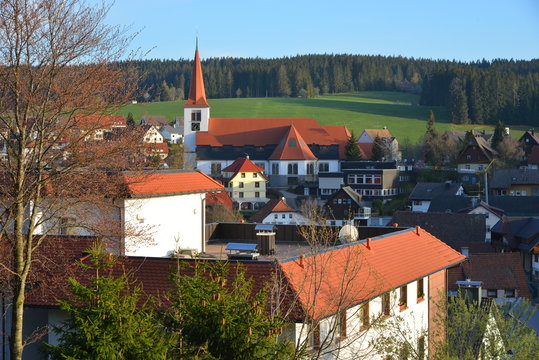 Stadtansicht von Schonach im Schwarzwald, Baden-W&uuml;rttemberg, Deutschland