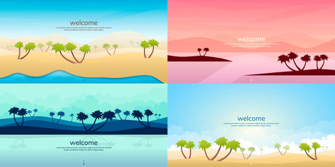 Summer landscape. Vector set of abstract landscapes