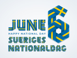 June 6, Sweden National Day congratulatory design with Swedish flag colors. Vector illustration.