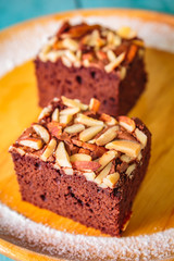 Homemade brownie cake.