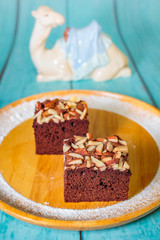 Homemade brownie cake.