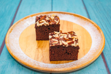 Homemade brownie cake.
