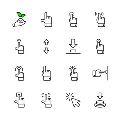 Click Set of Buttons related Vector Icons. Contains such Icons as Cursor, Mouse, Hand, Index Finger, Arrow and more. Editable Stroke. 32x32 Pixel Perfect